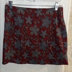 Lush Burgundy Floral Mini Skirt
